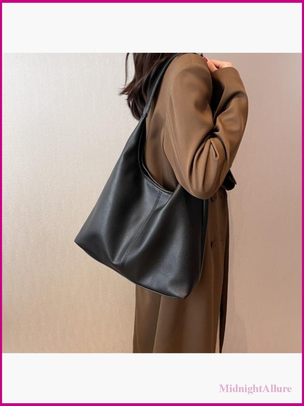Slouchy Hobo Tote Bag Set - Soft PU Leather Shoulder Purse 2-Pack - Picture 6 of 7
